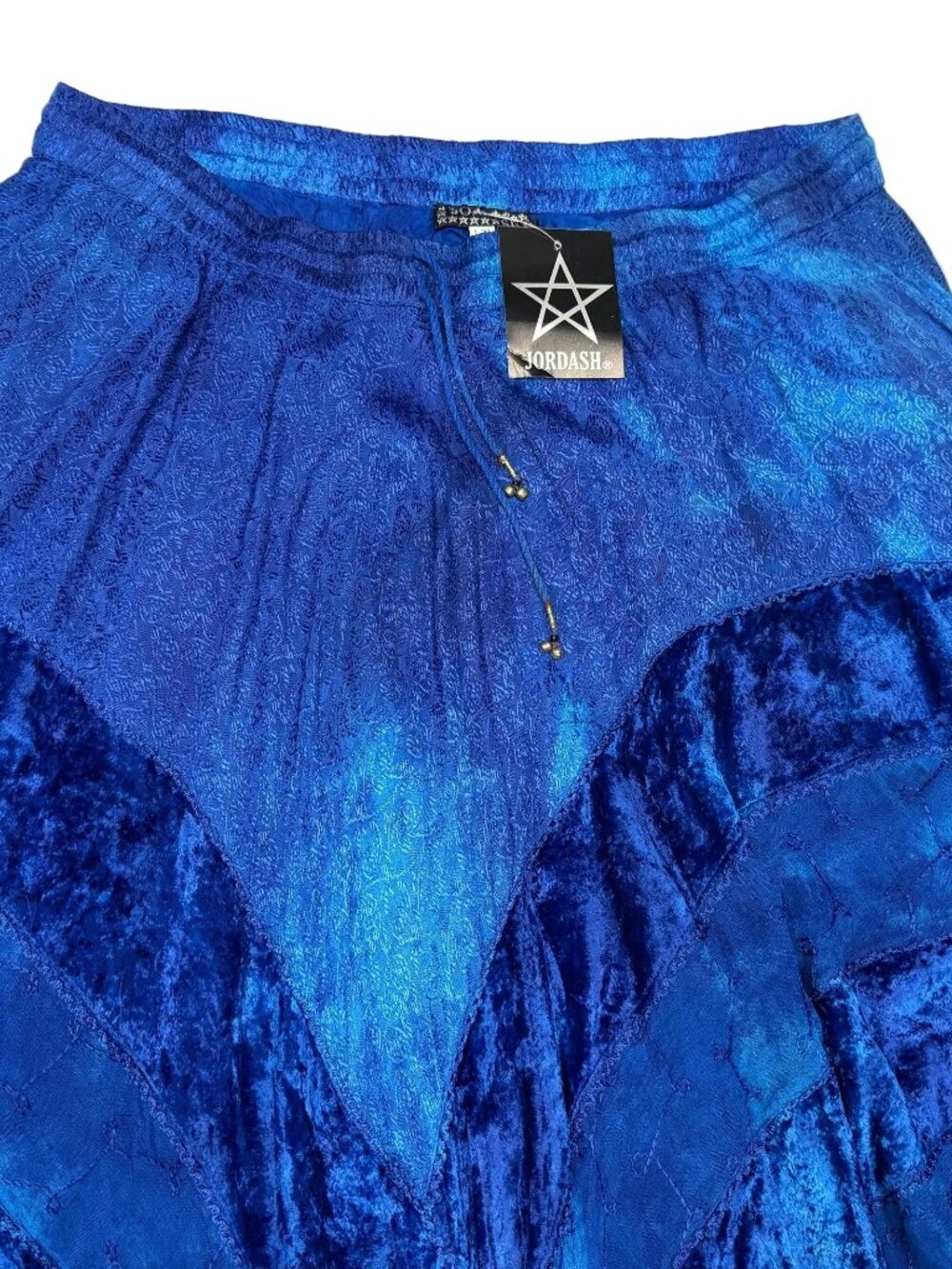 Jordash VIVID blue rayon velvet embroidered plus size rare tie dye skirt L/XL